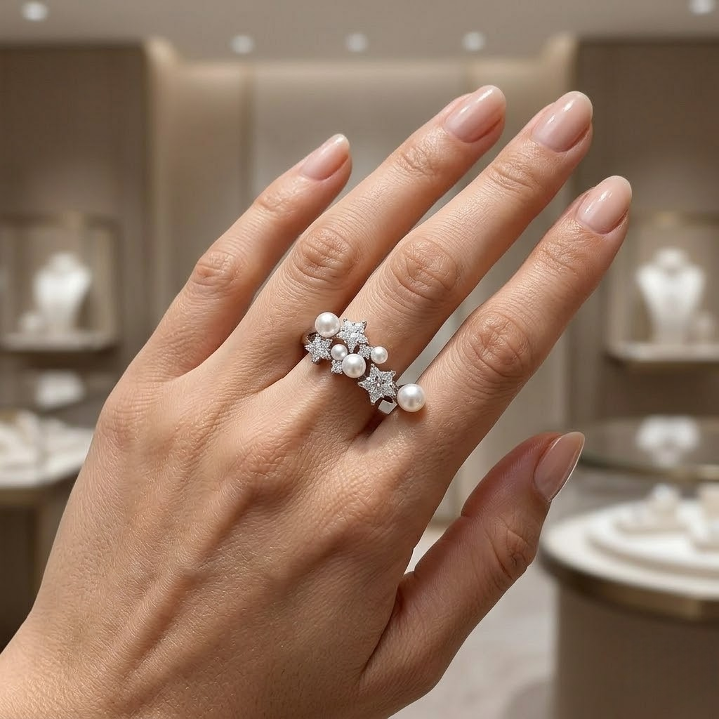 Star-Shaped Pearl Ring