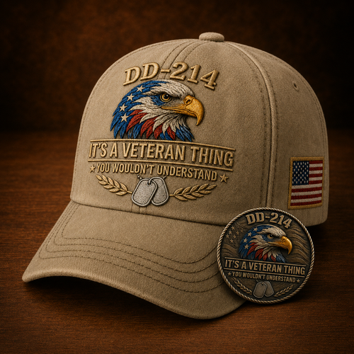 DD-214 "It’s a Veteran Thing You Wouldn't Understand" Embroidered Cap 🎁 With Free "Pride • Honor • Brotherhood" Coin