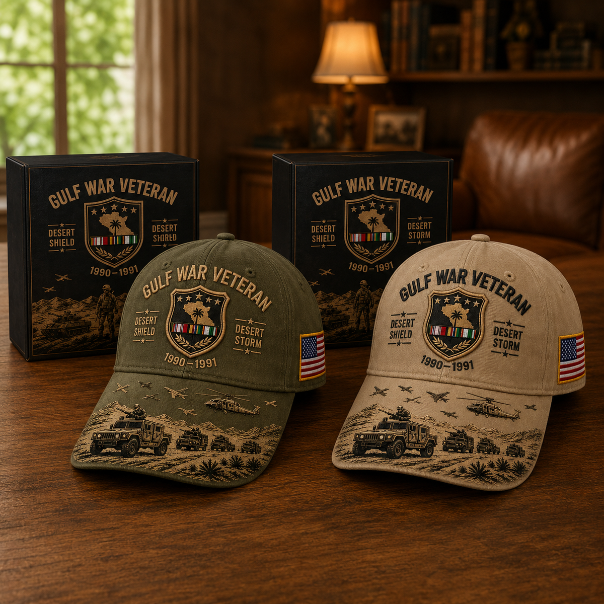 Gulf War Veteran Desert Shield & Desert Storm Commemorative Cap 🇺🇸