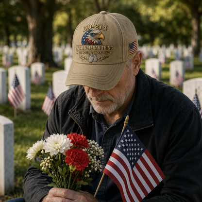 DD-214 "It’s a Veteran Thing You Wouldn't Understand" Embroidered Cap 🎁 With Free "Pride • Honor • Brotherhood" Coin