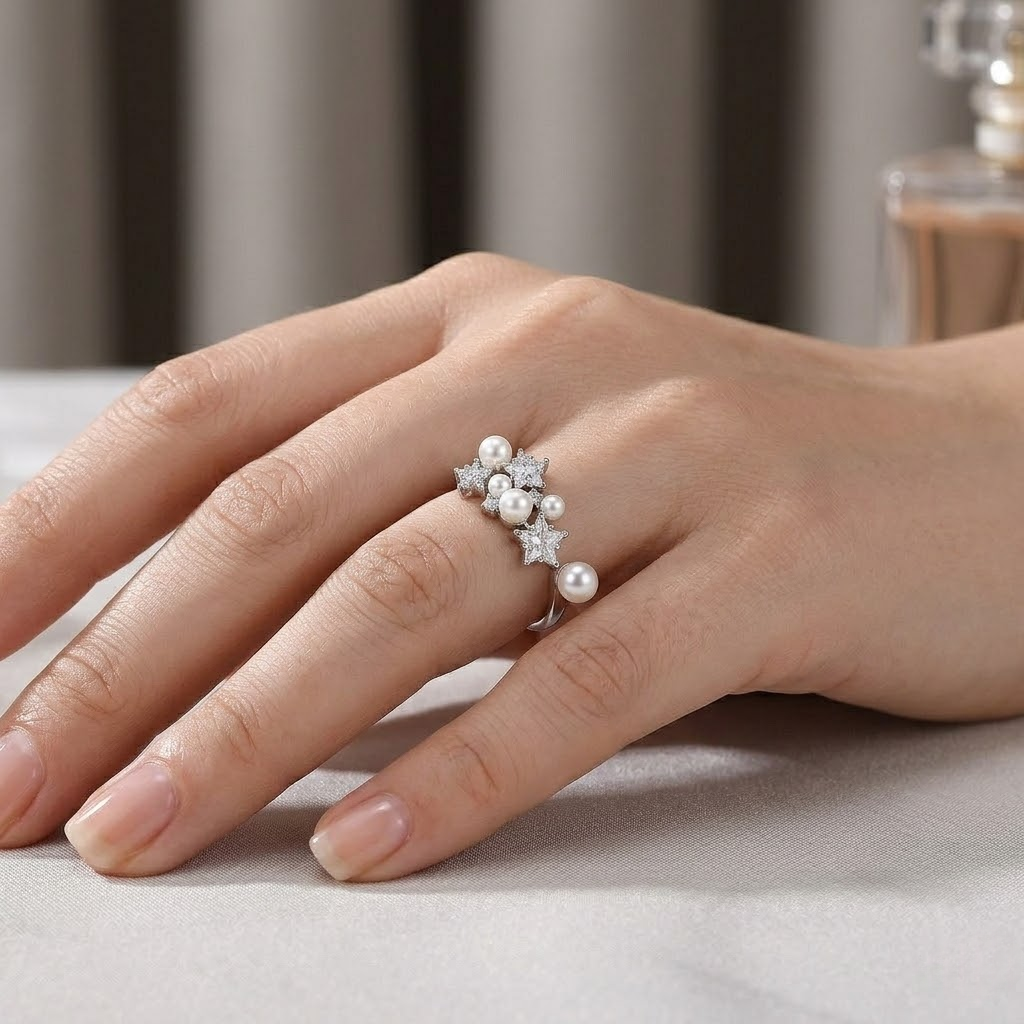 Star-Shaped Pearl Ring