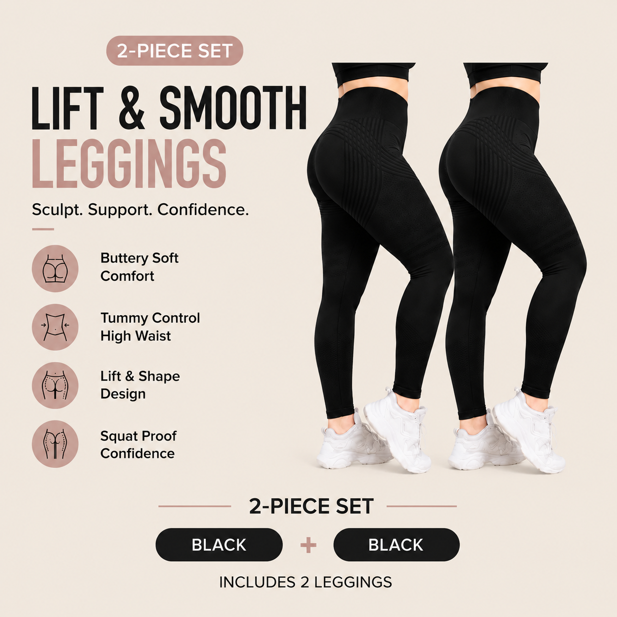 🌸Last Day! 50% OFF 2-Pack LBMLBM® Lift & Smooth Leggings