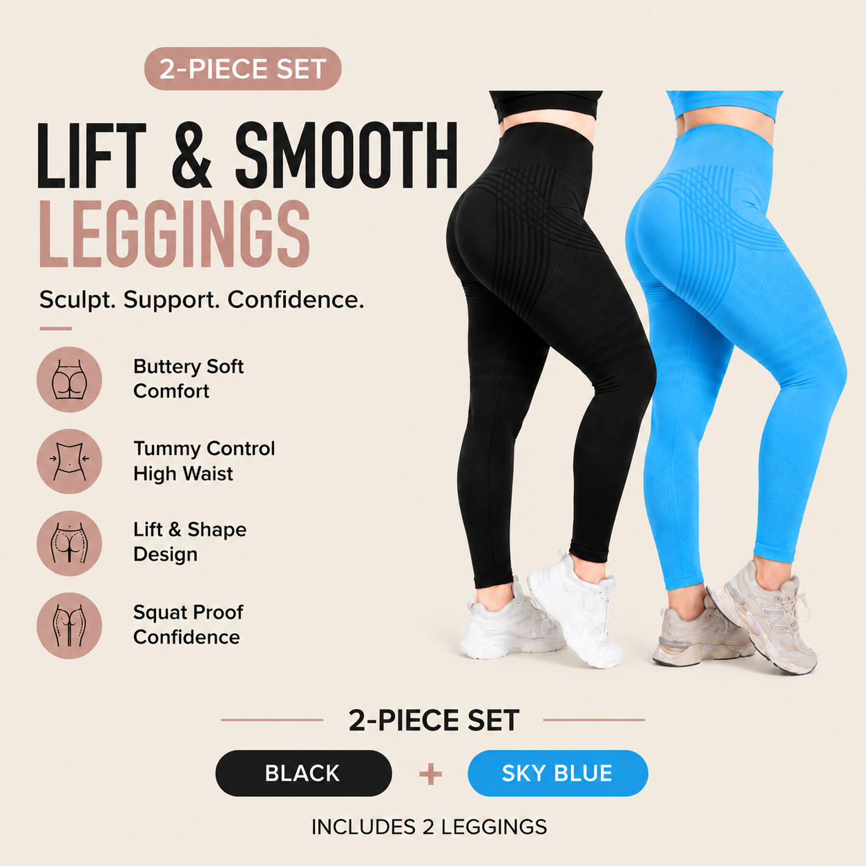 🌸Last Day! 50% OFF 2-Pack LBMLBM® Lift & Smooth Leggings