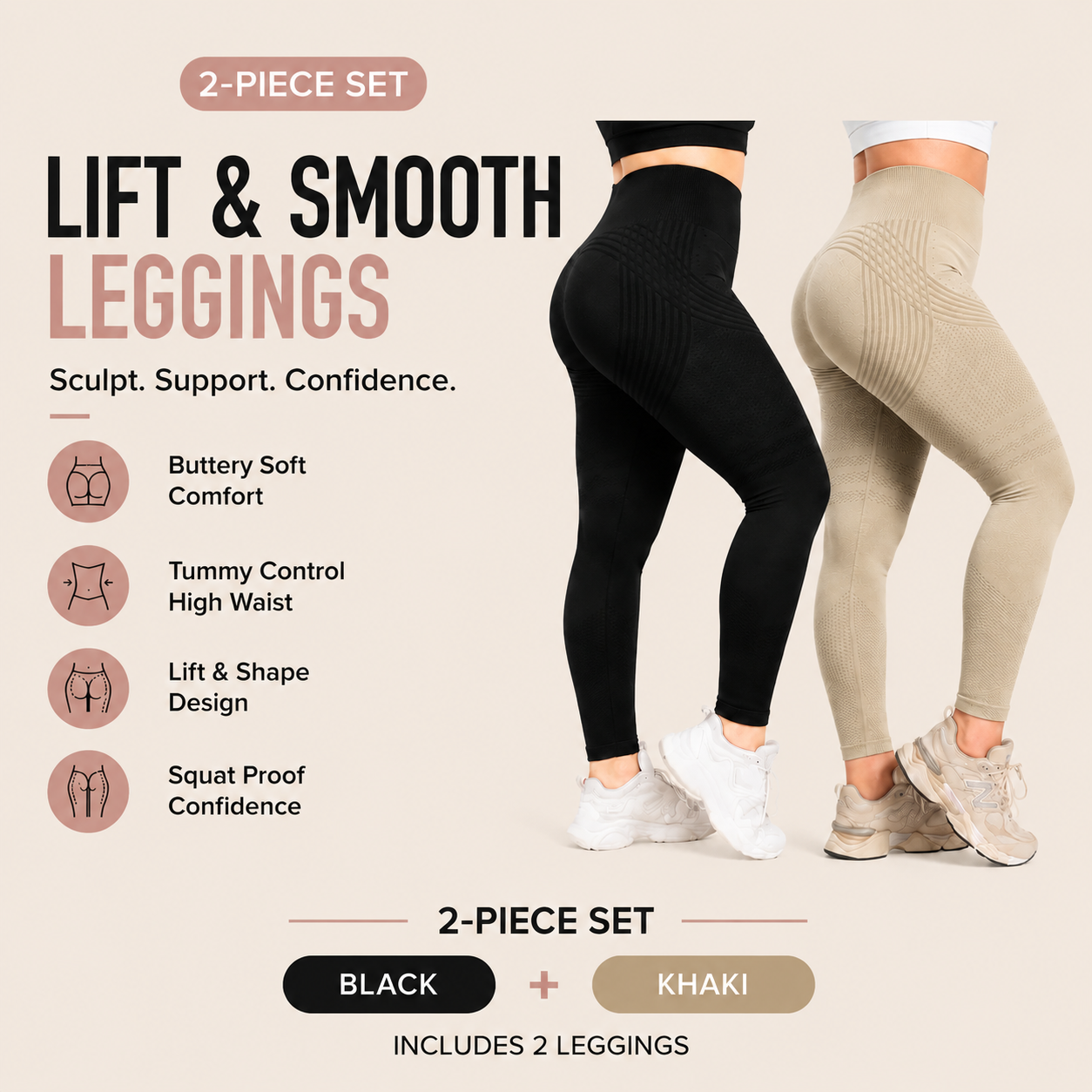🌸Last Day! 50% OFF 2-Pack LBMLBM® Lift & Smooth Leggings