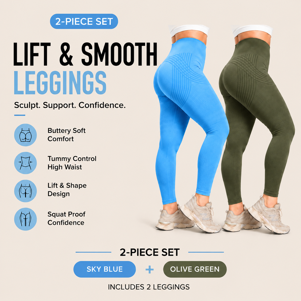 🌸Last Day! 50% OFF 2-Pack LBMLBM® Lift & Smooth Leggings